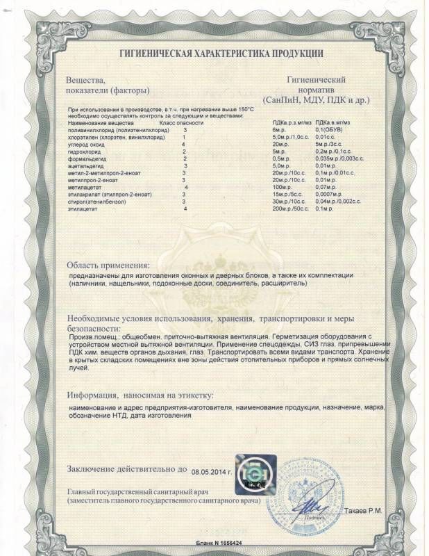 Гигиенический сертификат на продукцию образец