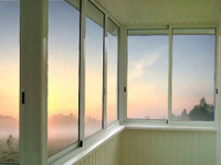 Остекление балкона Г-образ раздвижной от плиты до плиты 1 стекло