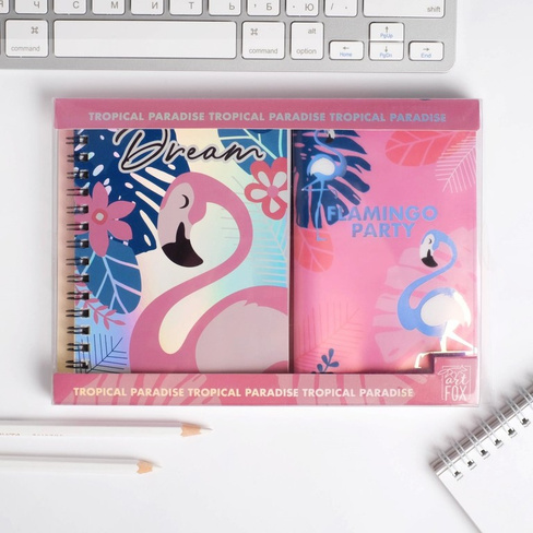 Набор flamingo: ежедневник 40л, паспортная обложка ArtFox