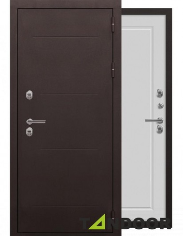 Входная дверь металлическая Винтер Муар коричневый / Белый капучино 860х205
