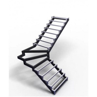 Лестница на металлическом каркасе Г-образная с забегом