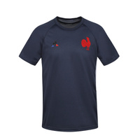 Рубашка для регби с коротким рукавом тренировочная Франция взрослые синяя LE COQ SPORTIF