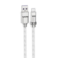 USB кабель шт.USB (A) - шт.Type-C Hoco U113 1,0м, 6A, PD 100W, с подсветкой, серебро