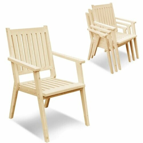 Кресло садовое с подлокотниками из дерева Wooden-World