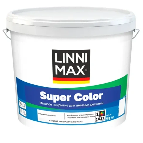 Краска для стен и потолков Linnimax Super Color моющаяся матовая цвет белый база 1 9 л LINNIMAX None
