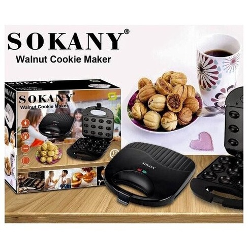 Орешница SOKANY SK-805 черная 750 вт/Электровафельница для выпечки печенья на 12 порций Sokany
