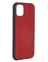 Накладка силикон + кожа LuxCase для iPhone 11 с обьемным логотипом Red