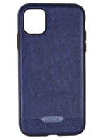 Накладка силикон + кожа LuxCase для iPhone 11 с обьемным логотипом Blue