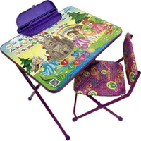 Комплект детской мебели Принцессы фиолетовый (стол с пеналом, стул мягкий) Galaxy