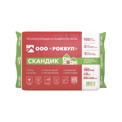 Утеплитель Rockwool Лайт Баттс Скандик 50х600х800 5,76 м2