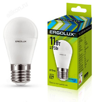 Лампа светодиодная LED-G45-11W-E27-4K Ergolux Шар 13631
