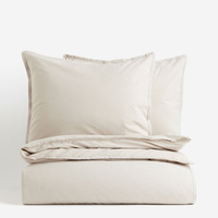 Комплект двуспального постельного белья H&M Home Washed Cotton, светло-бежевый