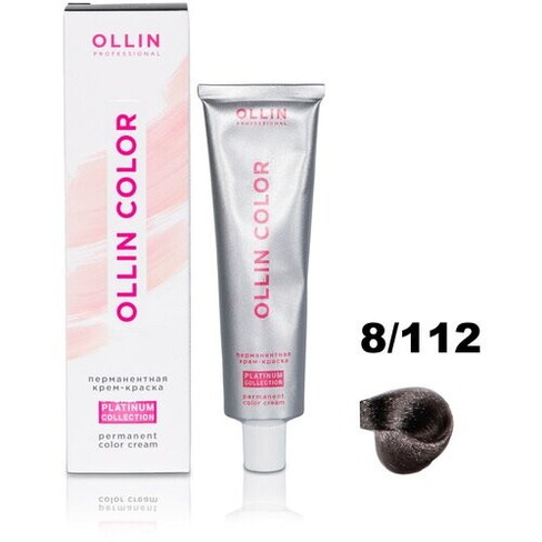 OLLIN Professional Color Platinum Collection перманентная крем-краска для волос, 8/112 светло-русый интенсивно-пепельный