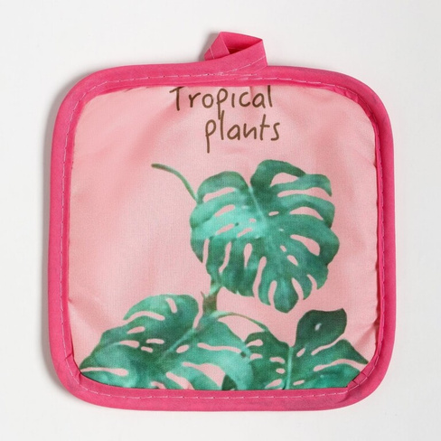 Прихватка Доляна "Tropical", цвет розовый 17х17 см, 100% п/э 9241960