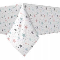 Прямоугольная скатерть, 100 % хлопок, 60x104 дюйма, розовые и синие звезды.