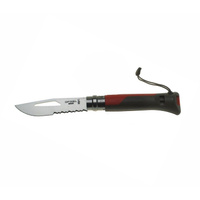 Нож Opinel 8 VRI Outdoor knife двухцветная пластик. рукоять (красная), свисток, вставка для темляка OPINEL 0017148