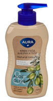 Крем для рук и тела AURA Natural beauty Зеленый чай,Масло оливы,авокадо п/б,180мл 977-207