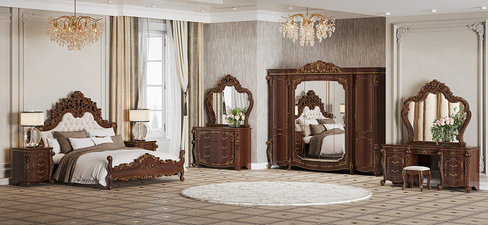 Спальня Венеция с 6 дверным шкафом Орех глянец Арида мебель
