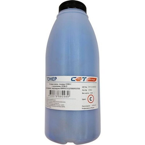 Тонер CET CE08-C/CE08-D, для Xerox AltaLink C8045/8030/8035; WorkCentre 7830, голубой, 360грамм, бутылка, девелопер