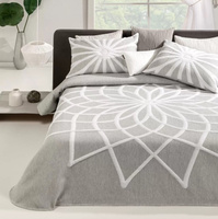 Двустороннее жаккардовое одеяло Янтра с круговым рисунком Manterol, серый