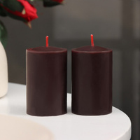 Набор свечей-столбиков 2 шт, 4х6 см, шоколадный трюфель No brand