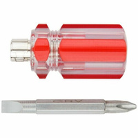 Отвертка с переставным жалом "коротыш", пластиковая красная прозрачная ручка 6x28 мм PH2/SL6 FIT 56209