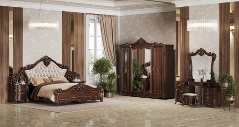 Спальня Джоконда Люкс с 5 дверным шкафом Орех глянец Арида мебель