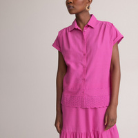 Блузка с английской вышивкой и короткими рукавами 38 (FR) - 44 (RUS) розовый