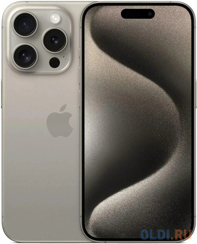 Смартфон Apple A3104 iPhone 15 Pro 256Gb титан моноблок 3G 4G 2Sim 6.1" 1179x2556 iOS 17 48Mpix 802.11 a/b/g/n/ac/ax NFC