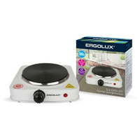 ERGOLUX Электроплитка ELX-EP03-C01 белая, 1 конфорочная, дисковый нагревательный элемент 1000Вт, 220-240В ERGOLUX Ergolu