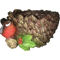 Фигура садовая Шишка с птичкой камень 14x25x20 см цвет коричневый Без бренда Кашпо