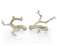 Set of Two Just Twigs in Silver Leaf