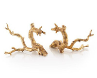 Set of Two Just Twigs in Gold Leaf