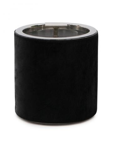 Black Leather and Stainless Steel Ice Bucket