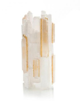 Selenite Votive Holder Inlaid with Gold II