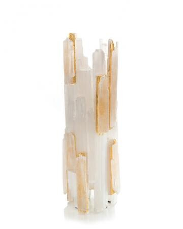 Selenite Votive Holder Inlaid with Gold III