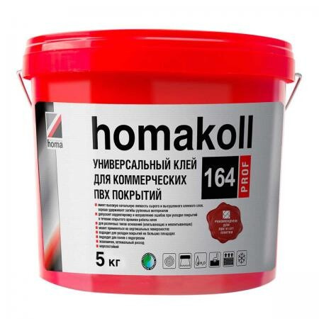 Клей Homa для ПВХ, LVT, SPC покрытий универсальный homakoll 164 Prof 5 кг