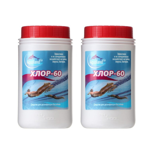 Дезинфицирующее средство aqualand хлор-60, по 1 кг, набор 2 шт Aqualand