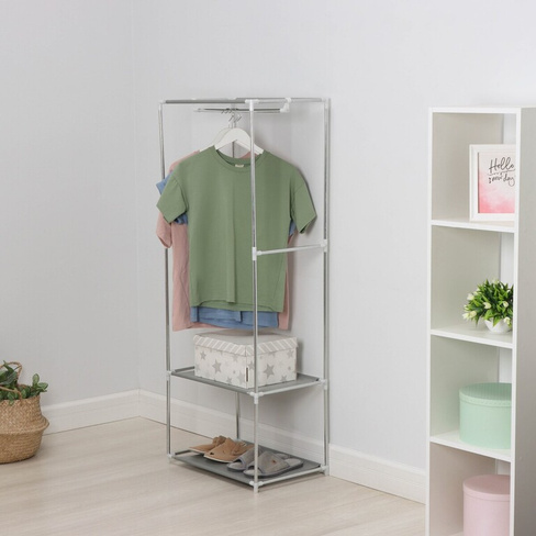 Вешалка напольная для одежды ladо́m, 2 полки, 55×36×140 см, цвет белый LaDо́m