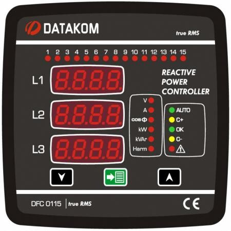 Контроллер компенсации реактивной мощности (12 шагов, gen, alm, 485) 144x144 мм Datakom DFC-0115