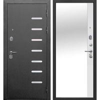 Дверь входная Ferroni 9СМ правая антик серебро - эмалит белый с зеркалом 860х2050 мм