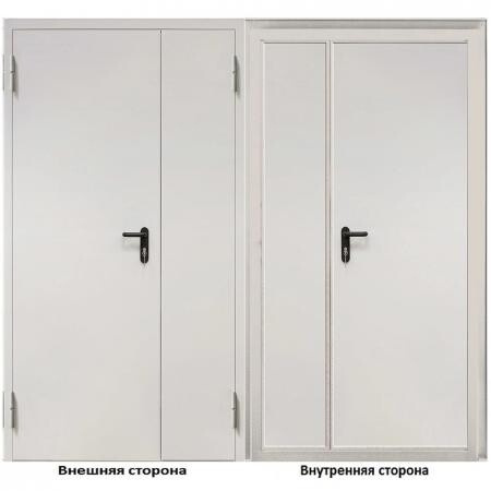Дверь противопожарная двухстворчатая Промет ДП-2-EIS-60 серый (7035) глухая левая 1250х2050 мм