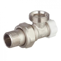 Клапан (вентиль) запорный угловой Stout (SVL-1166-000015) 1/2 ВР (г) х 3/4 НР (ш) для радиатора под евроконус