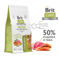 Корм Brit /Брит Care Superpremium Cat Indoor с индейкой и лососем для взрослых кошек уменьшение запаха 400 гр