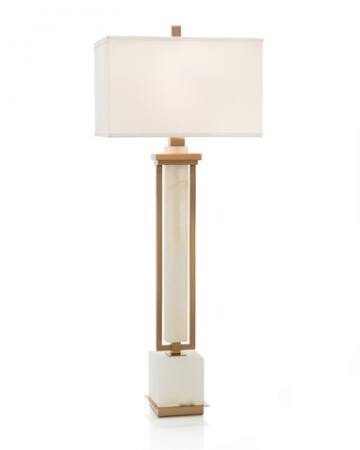 Coffee Bronze and White Alabaster Buffet Lamp