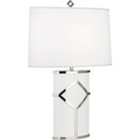 Robert Abbey Diamond Table Lamp in White Lacquered Paint and Polished Nickel Accents 2277