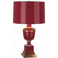 Robert Abbey Mm Annika Table Lamp in Red Lacquered Paint and Natural Brass with Ivory Crackle Accents 2505