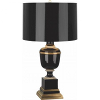 Robert Abbey Mm Annika Table Lamp in Black Lacquered Paint with Natural Brass and Ivory Crackle Accents 2507