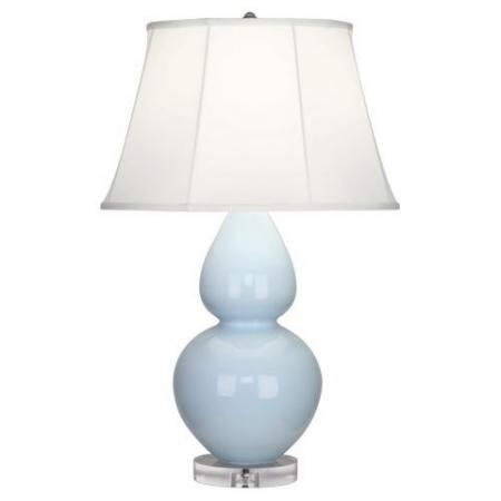 Robert Abbey Double Gourd Table Lamp in Baby Blue Glazed Ceramic with Lucite Base A676
