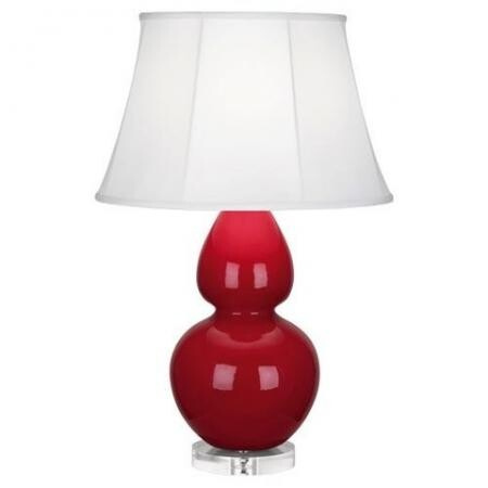 Robert Abbey Double Gourd Table Lamp in Ruby Red Glazed Ceramic with Lucite Base RR23